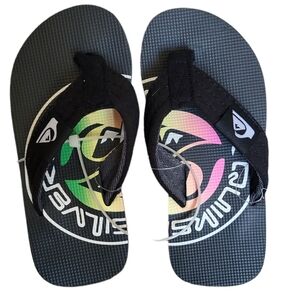 NWOT Quiksilver size 11‎ boys toddler kids black flip flops Sandals